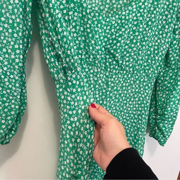 Rixo Silk Kyla Green Floral Dress - Picture 8 of 15